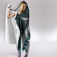 New Zealand Silver Fern Rugby Custom Hooded Blanket Go All Black Turquoise Maori Paua Shell LT14 - Polynesian Pride