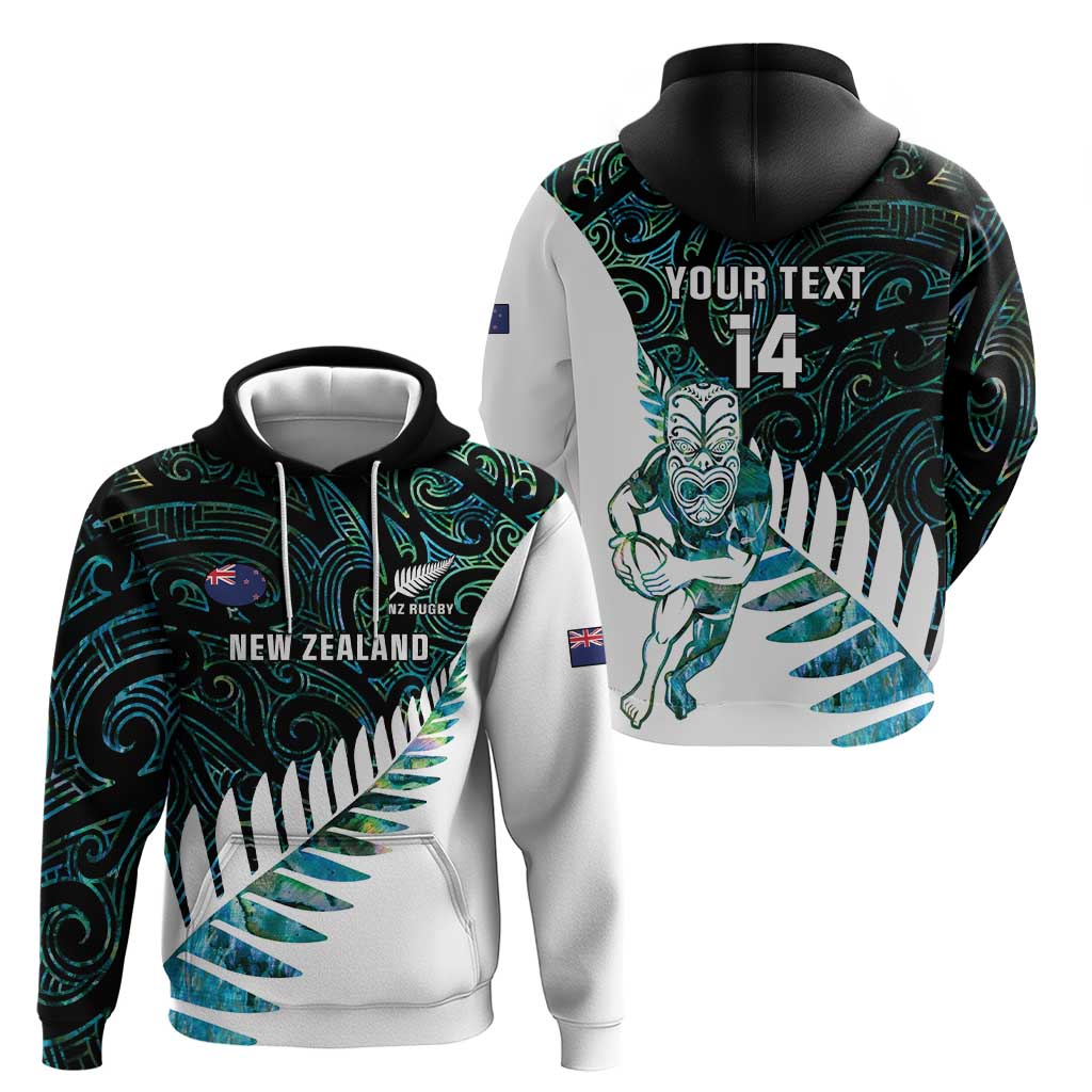 New Zealand Silver Fern Rugby Custom Hoodie Go All Black Turquoise Maori Paua Shell - Polynesian Pride