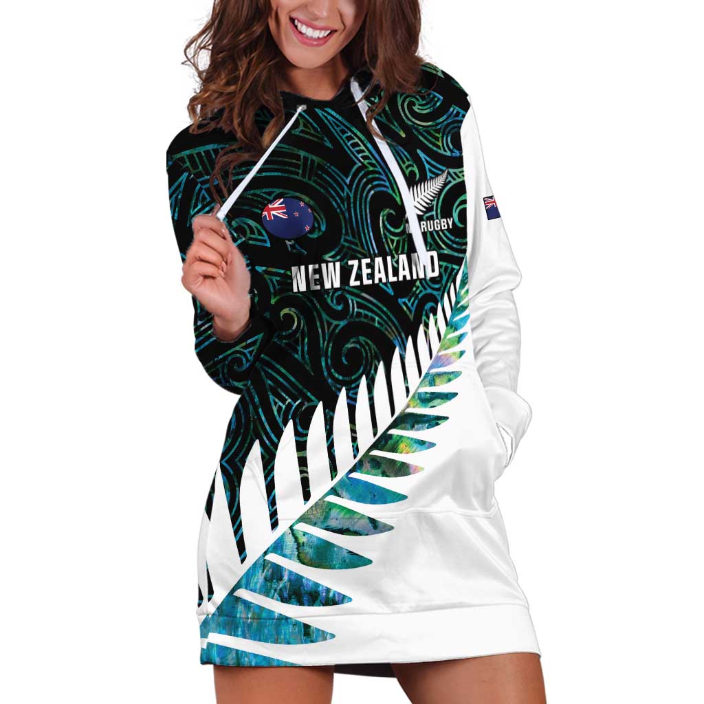 New Zealand Silver Fern Rugby Custom Hoodie Dress Go All Black Turquoise Maori Paua Shell LT14 Turquoise - Polynesian Pride