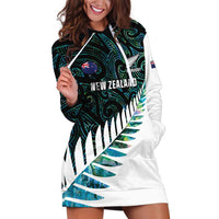 New Zealand Silver Fern Rugby Custom Hoodie Dress Go All Black Turquoise Maori Paua Shell LT14 Turquoise - Polynesian Pride