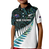 New Zealand Silver Fern Rugby Custom Kid Polo Shirt Go All Black Turquoise Maori Paua Shell LT14 Kid Turquoise - Polynesian Pride