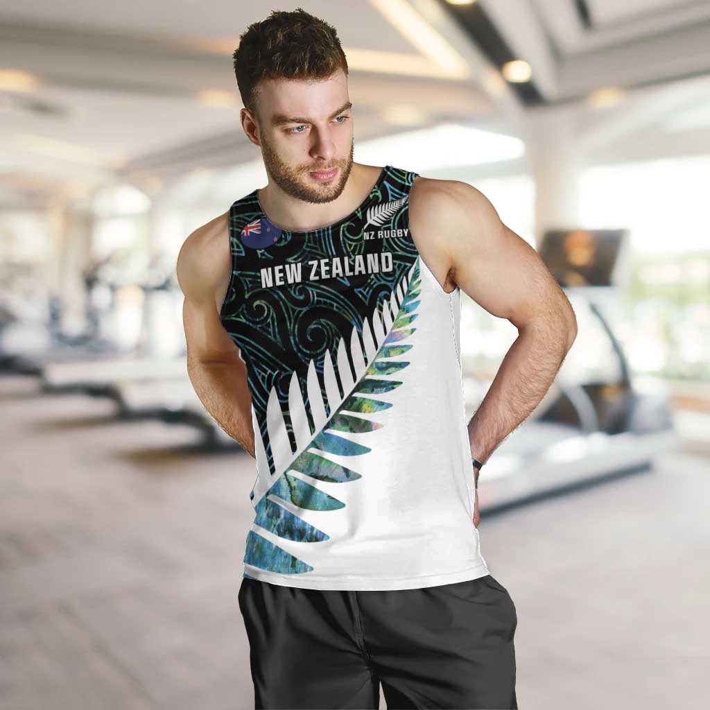 New Zealand Silver Fern Rugby Custom Men Tank Top Go All Black Turquoise Maori Paua Shell LT14 Turquoise - Polynesian Pride