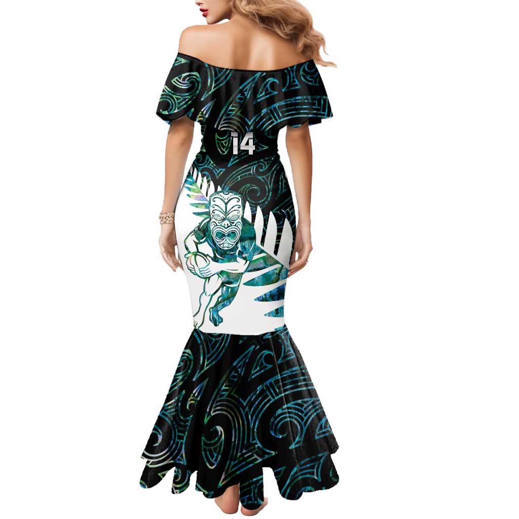 New Zealand Silver Fern Rugby Custom Mermaid Dress Go All Black Turquoise Maori Paua Shell LT14 - Polynesian Pride