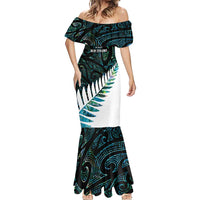New Zealand Silver Fern Rugby Custom Mermaid Dress Go All Black Turquoise Maori Paua Shell LT14 - Polynesian Pride