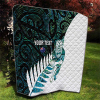 New Zealand Silver Fern Rugby Custom Quilt Go All Black Turquoise Maori Paua Shell - Polynesian Pride