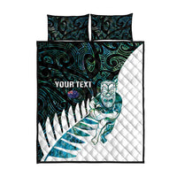 New Zealand Silver Fern Rugby Custom Quilt Bed Set Go All Black Turquoise Maori Paua Shell LT14 - Polynesian Pride