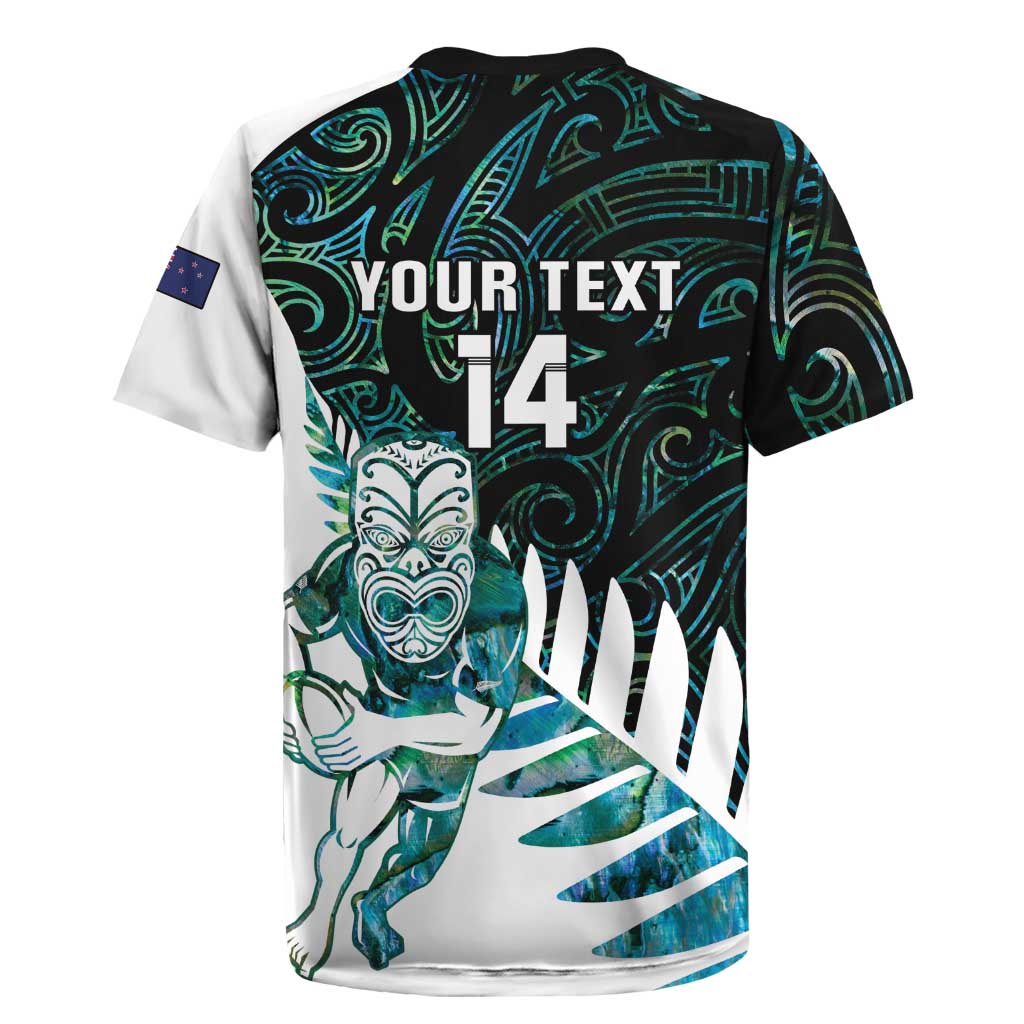 New Zealand Silver Fern Rugby Custom Rugby Jersey Go All Black Turquoise Maori Paua Shell LT14 - Polynesian Pride