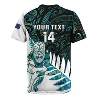 New Zealand Silver Fern Rugby Custom Rugby Jersey Go All Black Turquoise Maori Paua Shell LT14 - Polynesian Pride