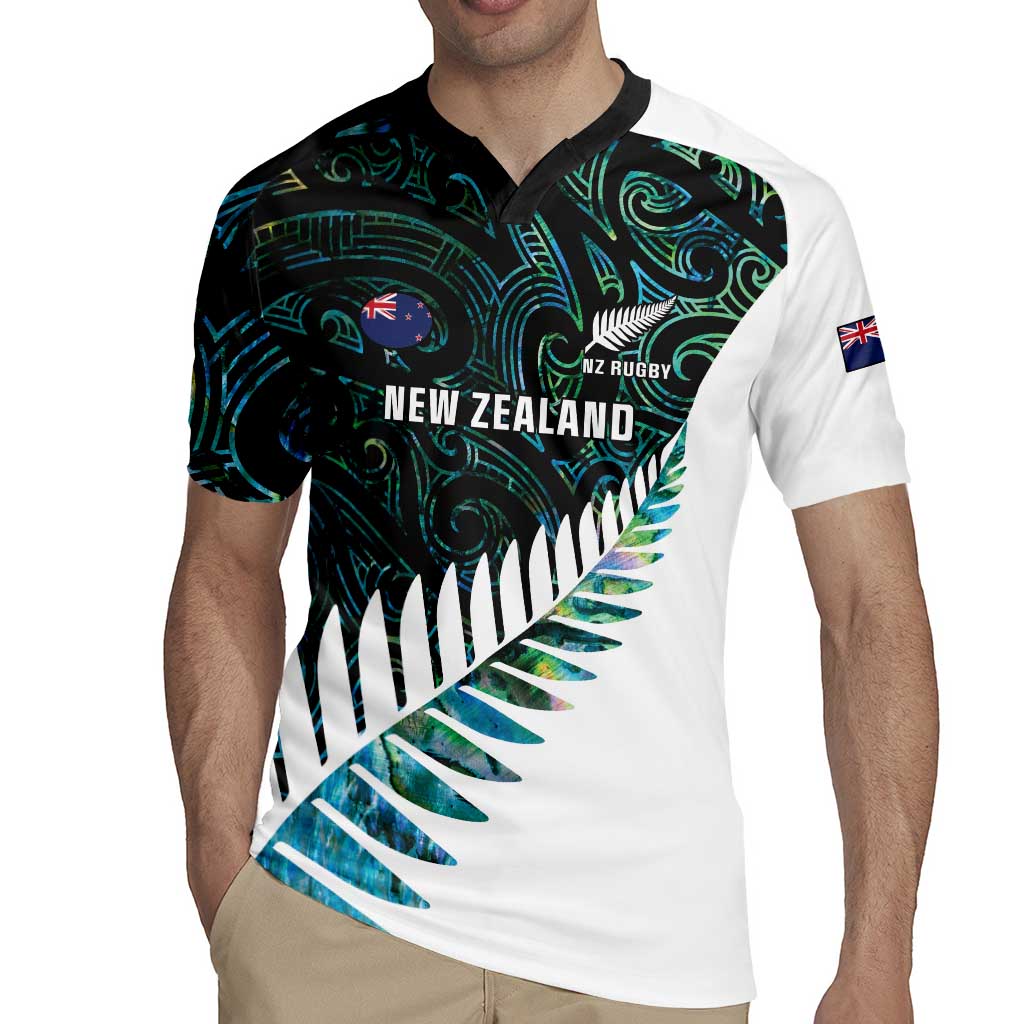 New Zealand Silver Fern Rugby Custom Rugby Jersey Go All Black Turquoise Maori Paua Shell LT14 - Polynesian Pride