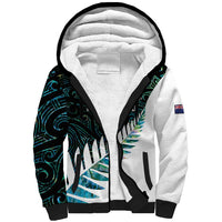 New Zealand Silver Fern Rugby Custom Sherpa Hoodie Go All Black Turquoise Maori Paua Shell LT14 Unisex Turquoise - Polynesian Pride