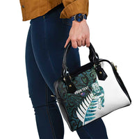 New Zealand Silver Fern Rugby Custom Shoulder Handbag Go All Black Turquoise Maori Paua Shell LT14 - Polynesian Pride
