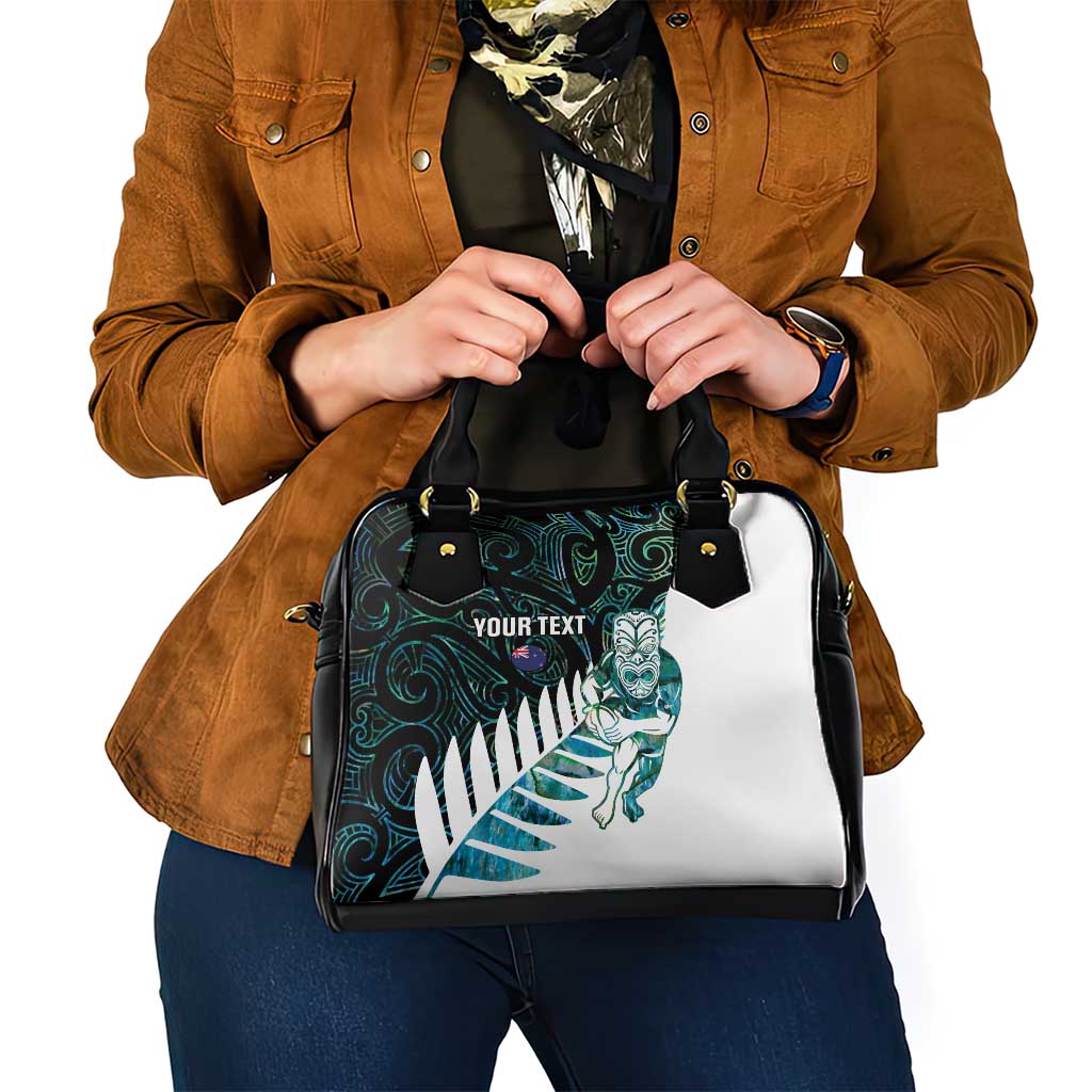 New Zealand Silver Fern Rugby Custom Shoulder Handbag Go All Black Turquoise Maori Paua Shell LT14 - Polynesian Pride
