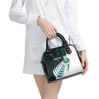 New Zealand Silver Fern Rugby Custom Shoulder Handbag Go All Black Turquoise Maori Paua Shell LT14 - Polynesian Pride
