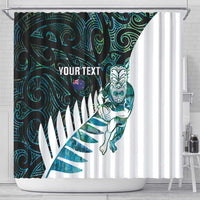 New Zealand Silver Fern Rugby Custom Shower Curtain Go All Black Turquoise Maori Paua Shell LT14 - Polynesian Pride