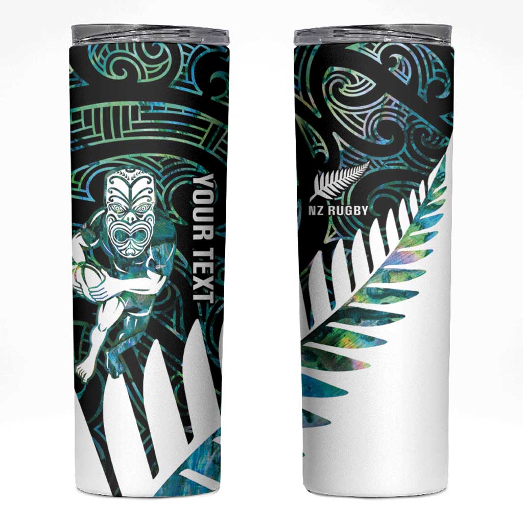 New Zealand Silver Fern Rugby Custom Skinny Tumbler Go All Black Turquoise Maori Paua Shell LT14 Turquoise - Polynesian Pride