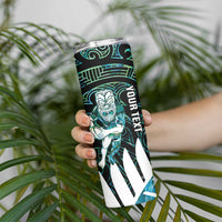 New Zealand Silver Fern Rugby Custom Skinny Tumbler Go All Black Turquoise Maori Paua Shell LT14 - Polynesian Pride