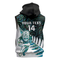 New Zealand Silver Fern Rugby Custom Sleeveless Hoodie Go All Black Turquoise Maori Paua Shell LT14 - Polynesian Pride
