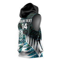 New Zealand Silver Fern Rugby Custom Sleeveless Hoodie Go All Black Turquoise Maori Paua Shell LT14 - Polynesian Pride