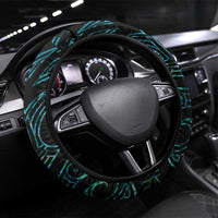 New Zealand Silver Fern Rugby Steering Wheel Cover Go All Black Turquoise Maori Paua Shell LT14 Universal Fit Turquoise - Polynesian Pride
