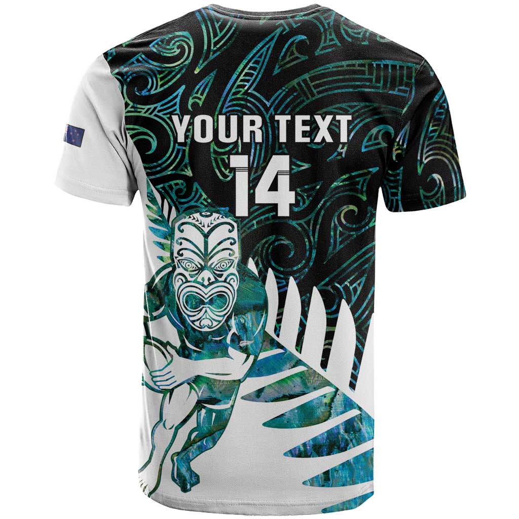 New Zealand Silver Fern Rugby Custom T Shirt Go All Black Turquoise Maori Paua Shell - Polynesian Pride