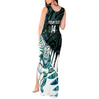 New Zealand Silver Fern Rugby Custom Tank Maxi Dress Go All Black Turquoise Maori Paua Shell LT14 - Polynesian Pride