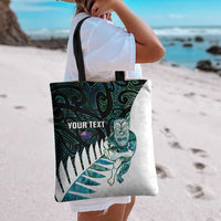 New Zealand Silver Fern Rugby Custom Tote Bag Go All Black Turquoise Maori Paua Shell LT14 - Polynesian Pride