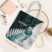 New Zealand Silver Fern Rugby Custom Tote Bag Go All Black Turquoise Maori Paua Shell LT14 White Strap One Size Turquoise - Polynesian Pride