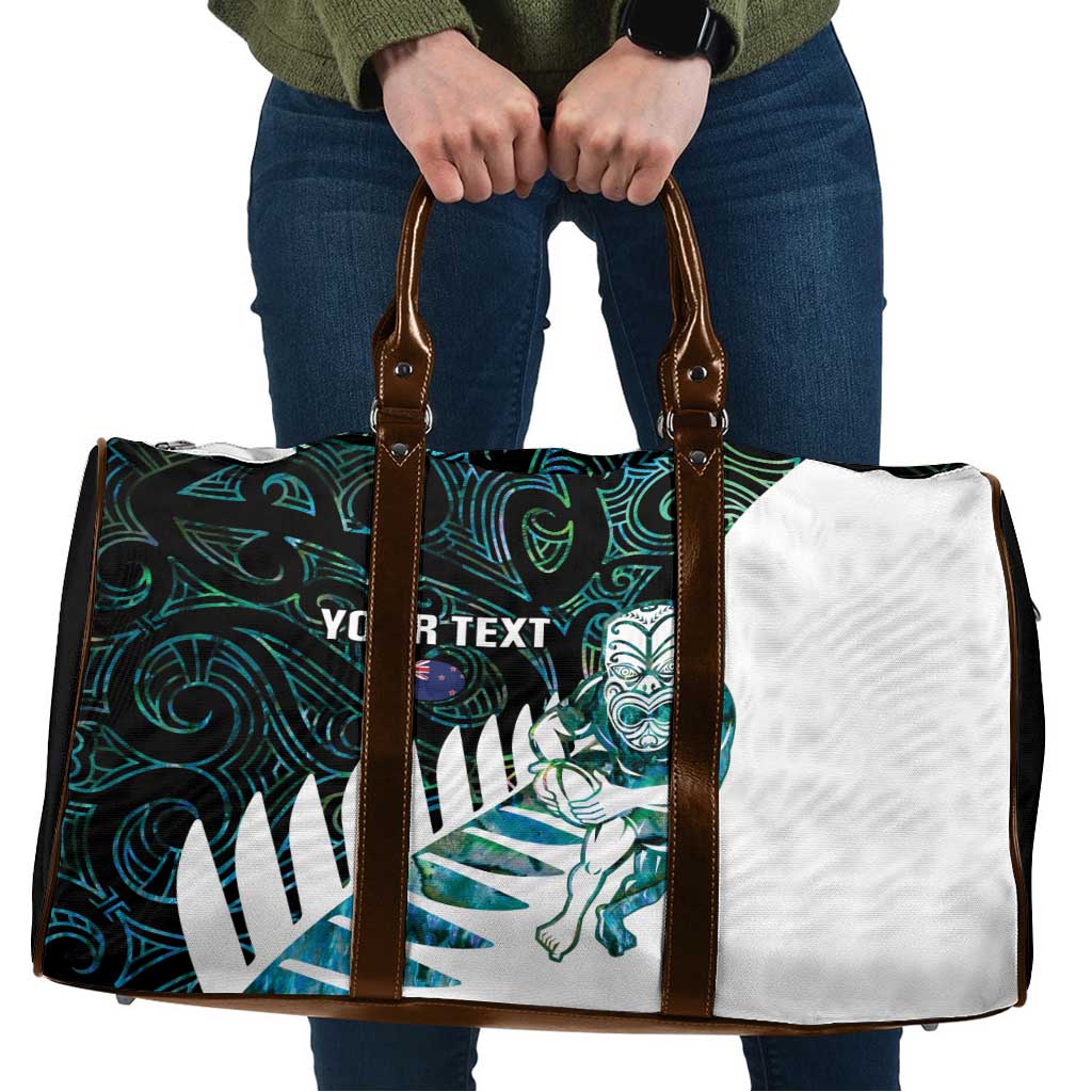 New Zealand Silver Fern Rugby Custom Travel Bag Go All Black Turquoise Maori Paua Shell LT14 Turquoise - Polynesian Pride