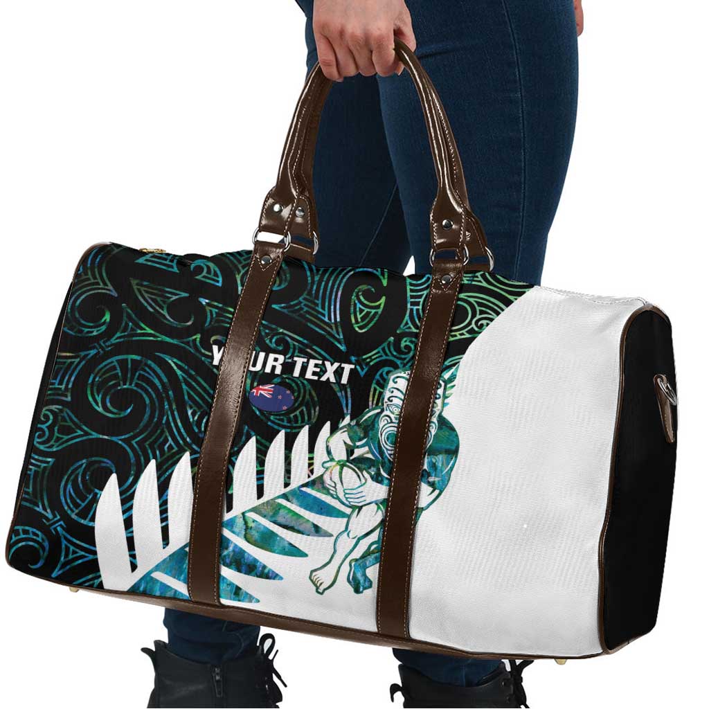 New Zealand Silver Fern Rugby Custom Travel Bag Go All Black Turquoise Maori Paua Shell LT14 - Polynesian Pride