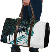 New Zealand Silver Fern Rugby Custom Travel Bag Go All Black Turquoise Maori Paua Shell LT14 - Polynesian Pride