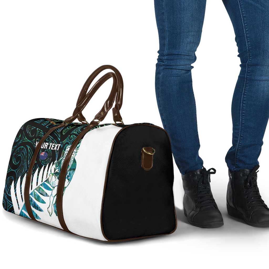 New Zealand Silver Fern Rugby Custom Travel Bag Go All Black Turquoise Maori Paua Shell LT14 - Polynesian Pride