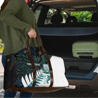 New Zealand Silver Fern Rugby Custom Travel Bag Go All Black Turquoise Maori Paua Shell LT14 - Polynesian Pride