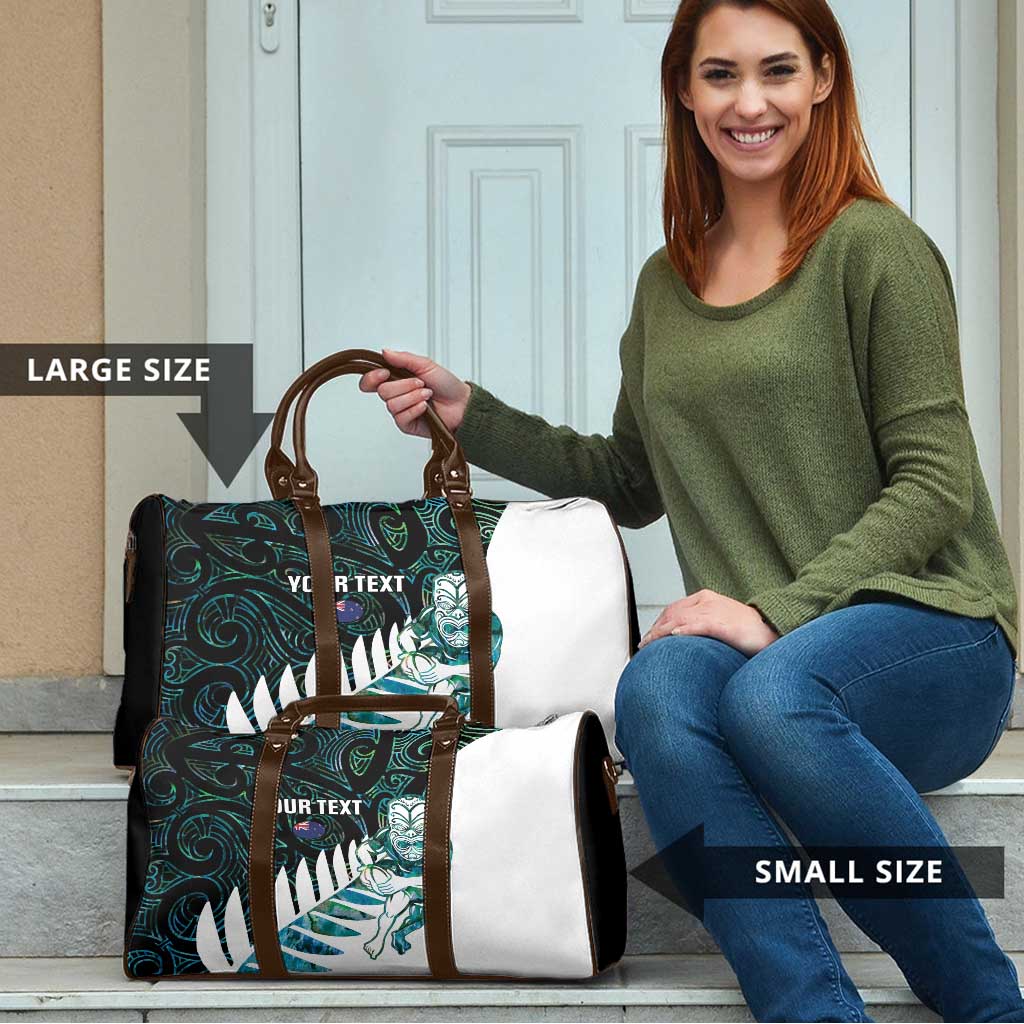 New Zealand Silver Fern Rugby Custom Travel Bag Go All Black Turquoise Maori Paua Shell LT14 - Polynesian Pride