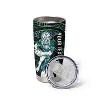 New Zealand Silver Fern Rugby Custom Tumbler Cup Go All Black Turquoise Maori Paua Shell LT14 - Polynesian Pride