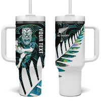 New Zealand Silver Fern Rugby Custom Tumbler With Handle Go All Black Turquoise Maori Paua Shell LT14 One Size: 40 oz Turquoise - Polynesian Pride