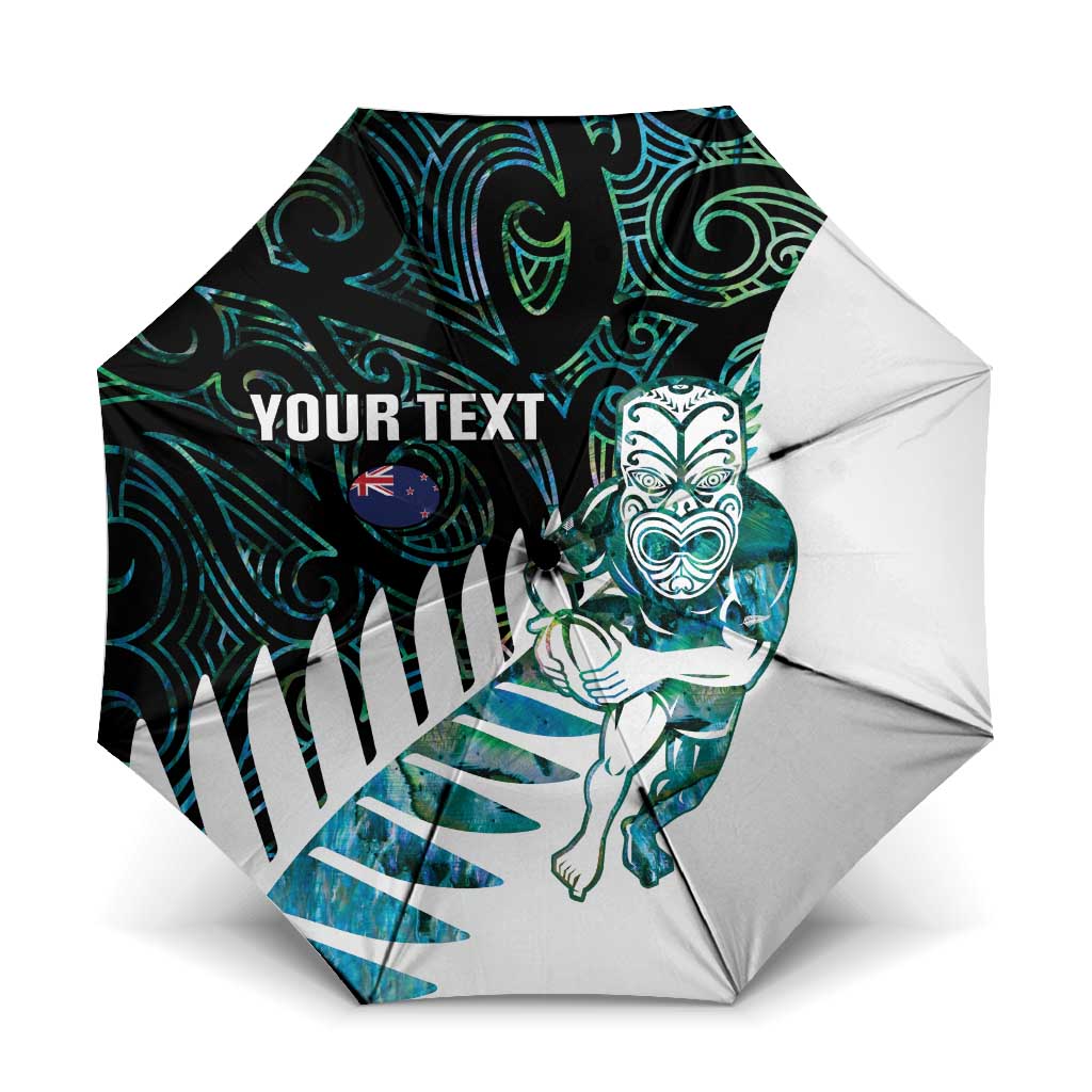 New Zealand Silver Fern Rugby Custom Umbrella Go All Black Turquoise Maori Paua Shell LT14 One Size Folded 11.42 inch Opened Diameter 37.4 inch Turquoise - Polynesian Pride