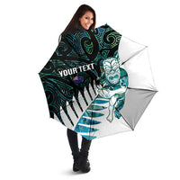 New Zealand Silver Fern Rugby Custom Umbrella Go All Black Turquoise Maori Paua Shell LT14 - Polynesian Pride
