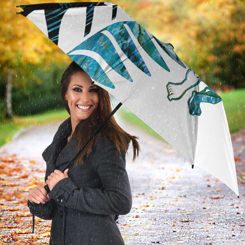 New Zealand Silver Fern Rugby Custom Umbrella Go All Black Turquoise Maori Paua Shell LT14 - Polynesian Pride