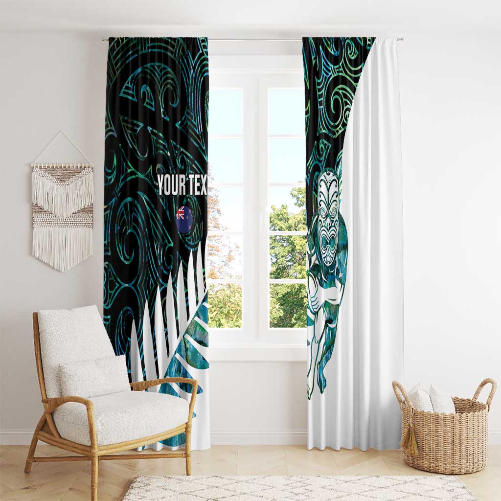 New Zealand Silver Fern Rugby Custom Window Curtain Go All Black Turquoise Maori Paua Shell LT14 - Polynesian Pride