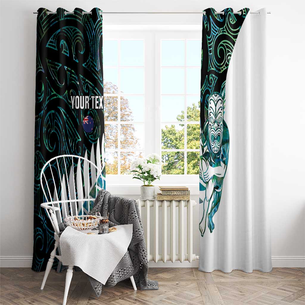 New Zealand Silver Fern Rugby Custom Window Curtain Go All Black Turquoise Maori Paua Shell LT14 - Polynesian Pride