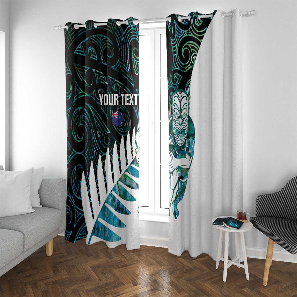 New Zealand Silver Fern Rugby Custom Window Curtain Go All Black Turquoise Maori Paua Shell LT14 With Grommets Turquoise - Polynesian Pride