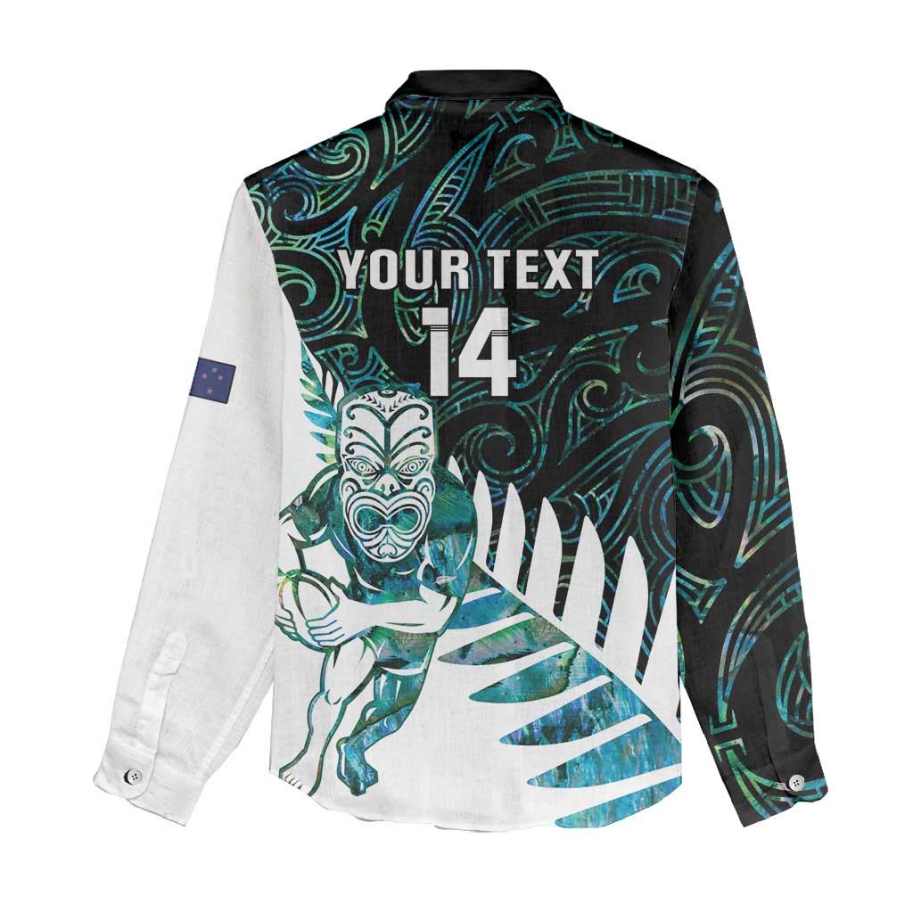 New Zealand Silver Fern Rugby Custom Women Casual Shirt Go All Black Turquoise Maori Paua Shell - Polynesian Pride