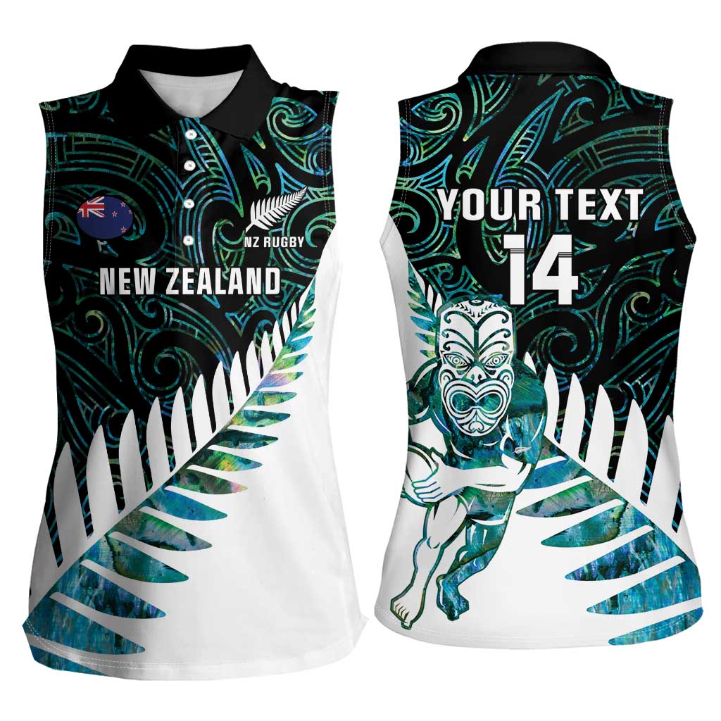 New Zealand Silver Fern Rugby Custom Women Sleeveless Polo Shirt Go All Black Turquoise Maori Paua Shell LT14 - Polynesian Pride