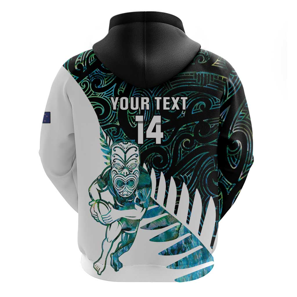 New Zealand Silver Fern Rugby Custom Zip Hoodie Go All Black Turquoise Maori Paua Shell LT14 - Polynesian Pride