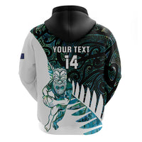 New Zealand Silver Fern Rugby Custom Zip Hoodie Go All Black Turquoise Maori Paua Shell LT14 - Polynesian Pride