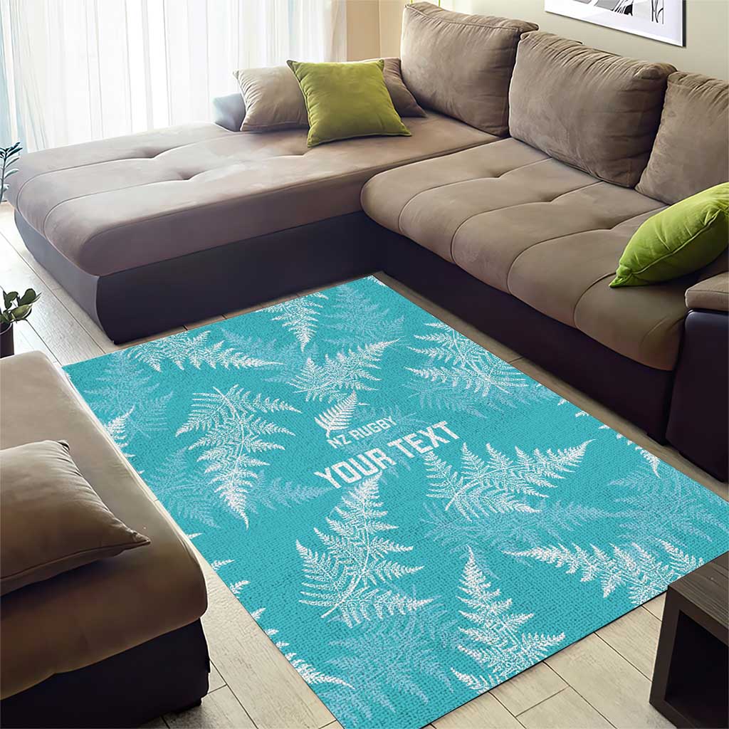 New Zealand Silver Fern Rugby Custom Area Rug Go Aotearoa Champions Turquoise Version - Polynesian Pride