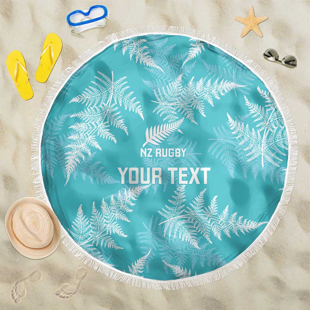 New Zealand Silver Fern Rugby Custom Beach Blanket Go Aotearoa Champions Turquoise Version - Polynesian Pride