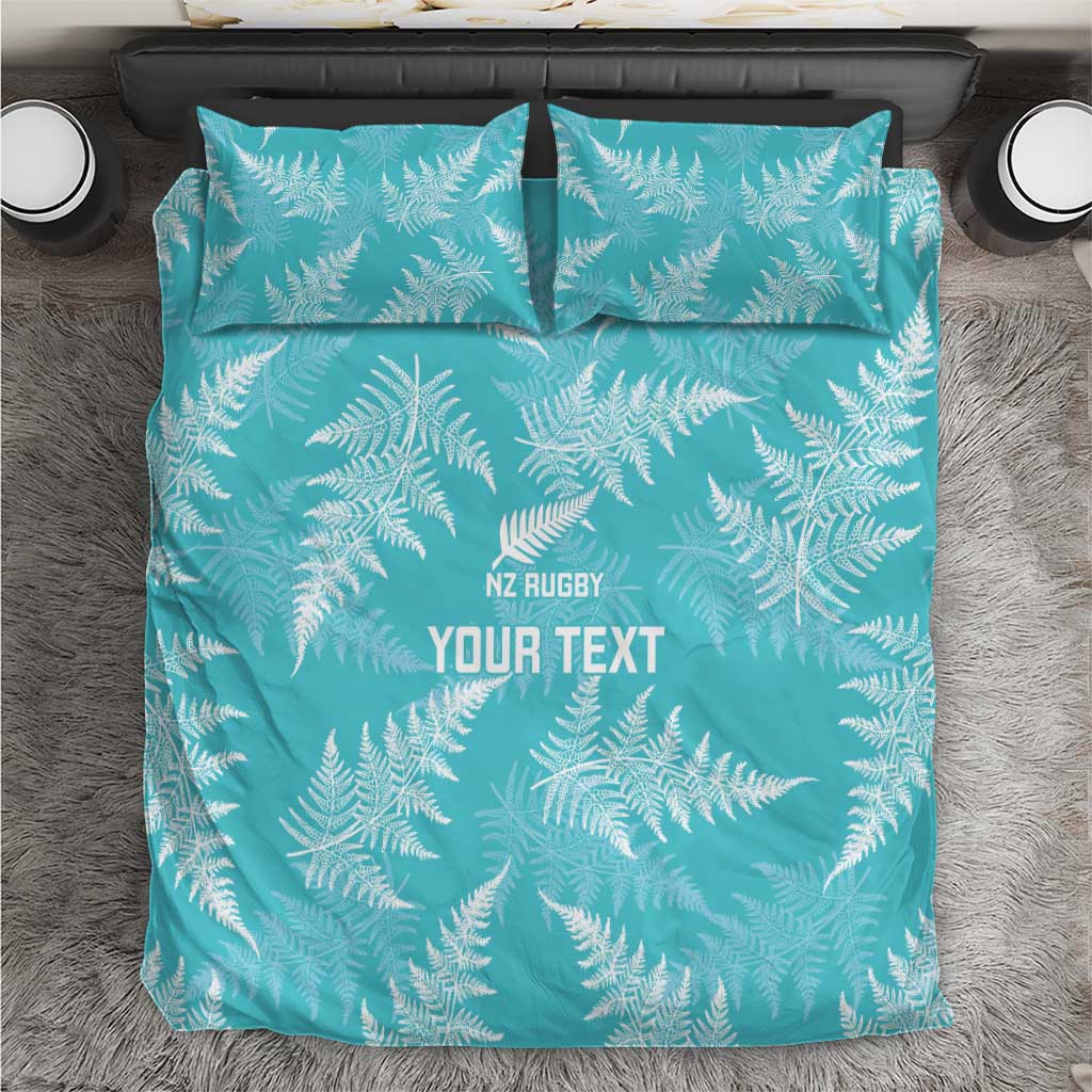 New Zealand Silver Fern Rugby Custom Bedding Set Go Aotearoa Champions Turquoise Version - Polynesian Pride