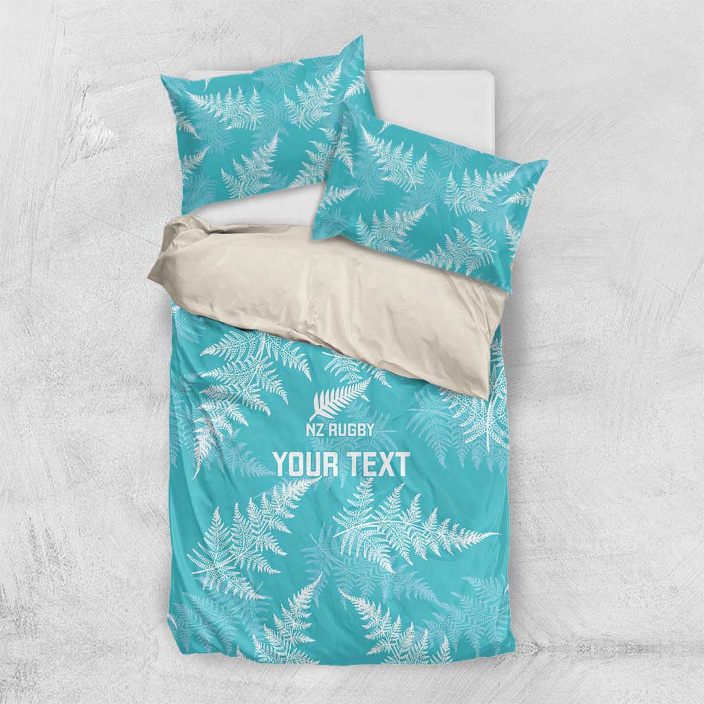 New Zealand Silver Fern Rugby Custom Bedding Set Go Aotearoa Champions Turquoise Version - Polynesian Pride