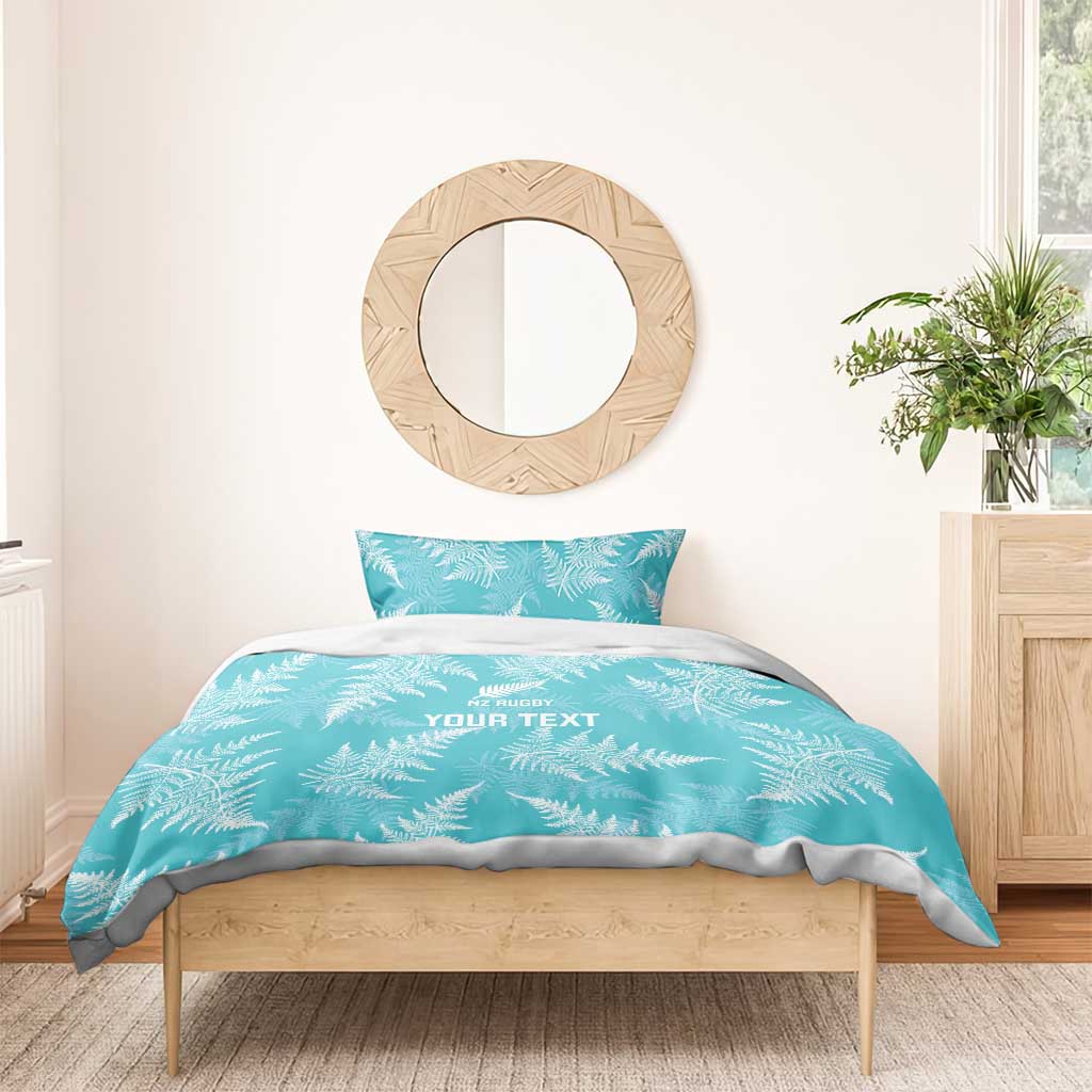 New Zealand Silver Fern Rugby Custom Bedding Set Go Aotearoa Champions Turquoise Version - Polynesian Pride